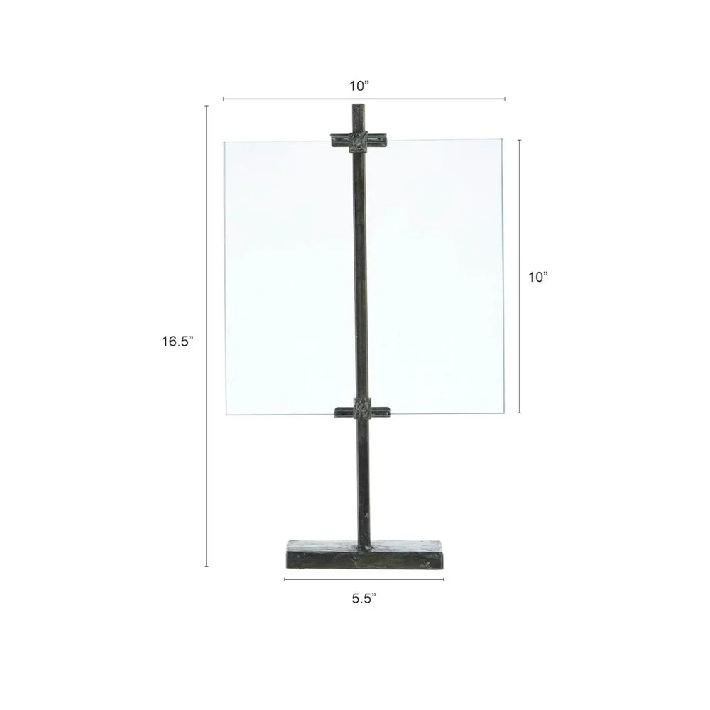 Industrial Iron‎ Floating Glass Picture Frame 10x16 Double Sided Dark Bronze